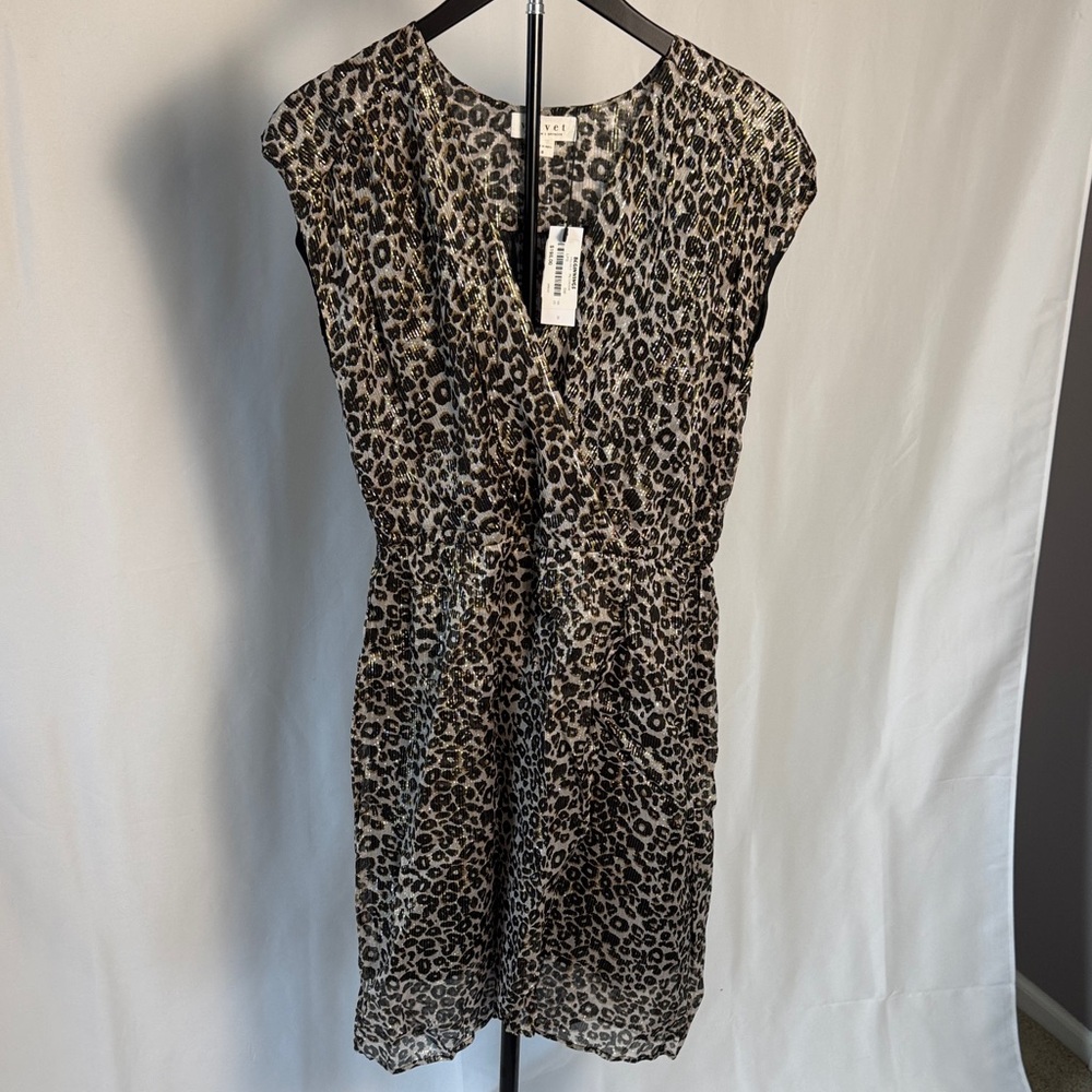 Velvet by Graham & Spencer Leopard Print  Dress in Neutral Tones NWT